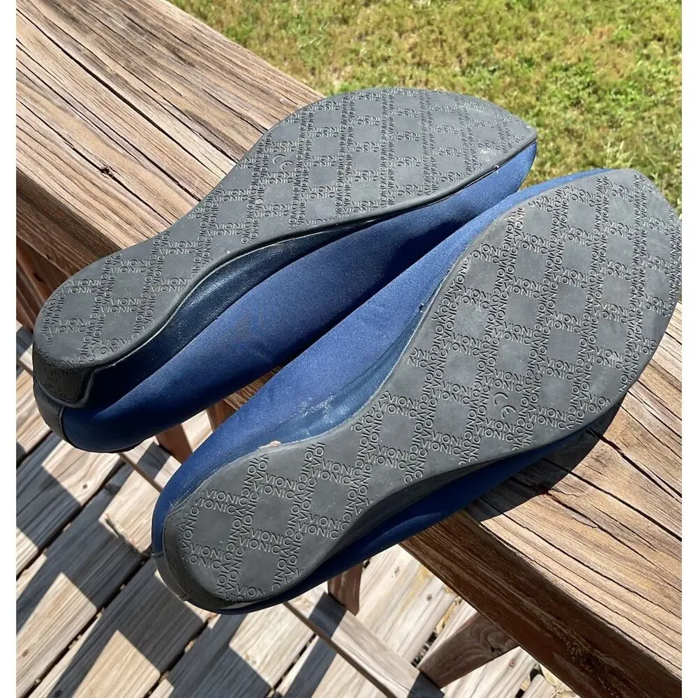 Vionic Orthaheel Techo 8M Navy Blue Treat Powell Slip On Stretch Fabric Shoes